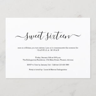Wonderfully Simple Sweet Sixteen Birthday Party Invitation