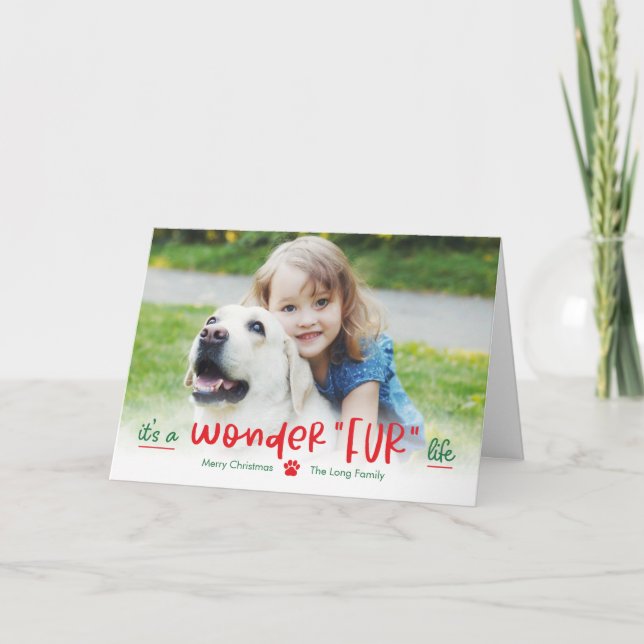 Wonderfur Life Pet Folded Holiday Card (Front)