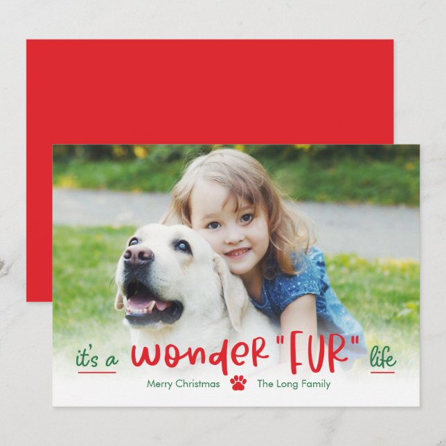 Wonderfur Life Pet Holiday Photo Card (Front/Back)