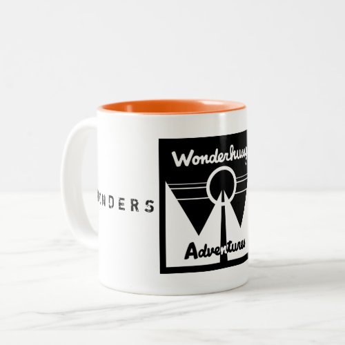 Wonderhussy Adventures BW Spotlight Logo Two_Tone Coffee Mug