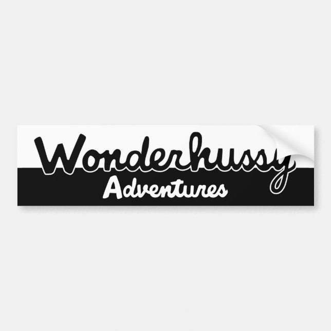 Wonderhussy Adventures Black and White Bumper Sticker (Front)