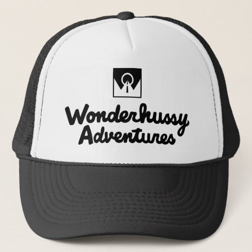 Wonderhussy Adventures Black Logo Trucker Hat