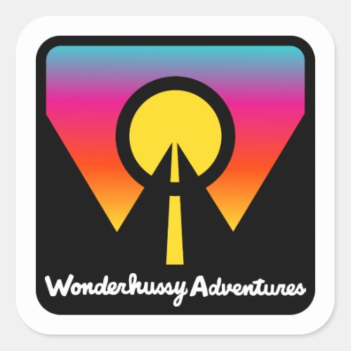 Wonderhussy Adventures Sunset Horizon Logo Square Sticker