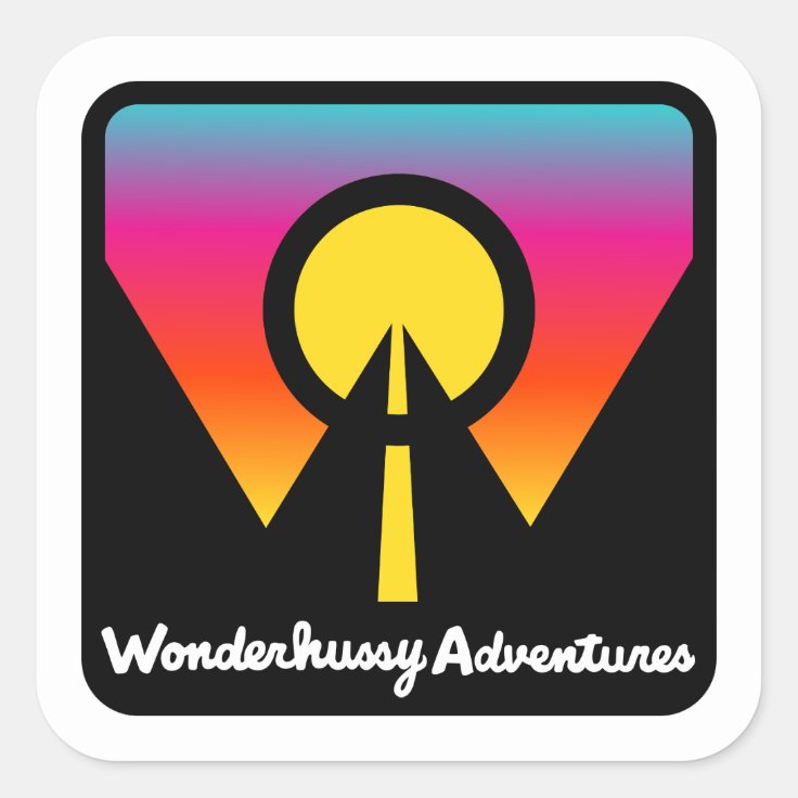 Wonderhussy Adventures Sunset Horizon Logo Square Sticker | Zazzle