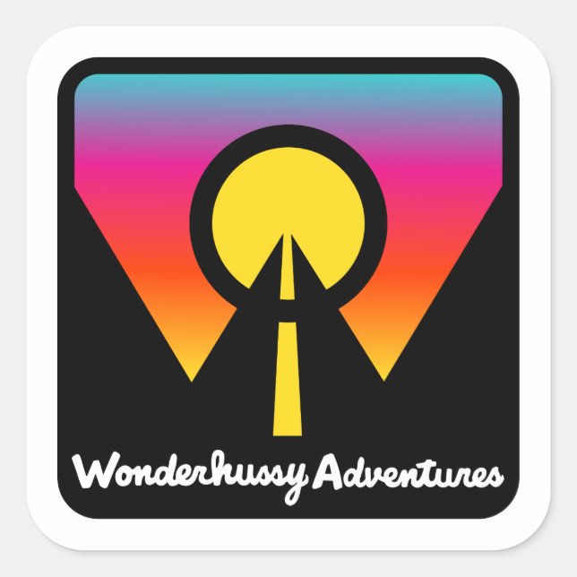Wonderhussy Adventures Sunset Horizon Logo Square Sticker (Front)
