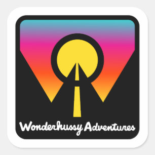 Wonderhussy Adventures Sunset Horizon Logo Square Sticker