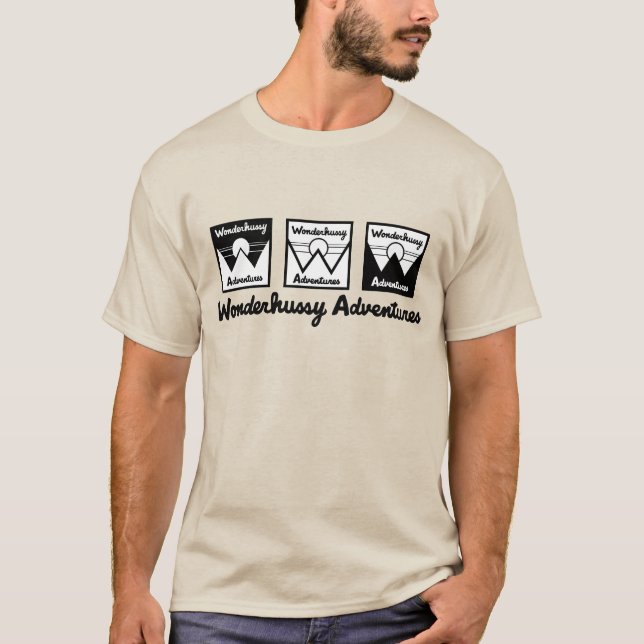 Wonderhussy Adventures Tri-Logo Mens T-Shirt (Front)