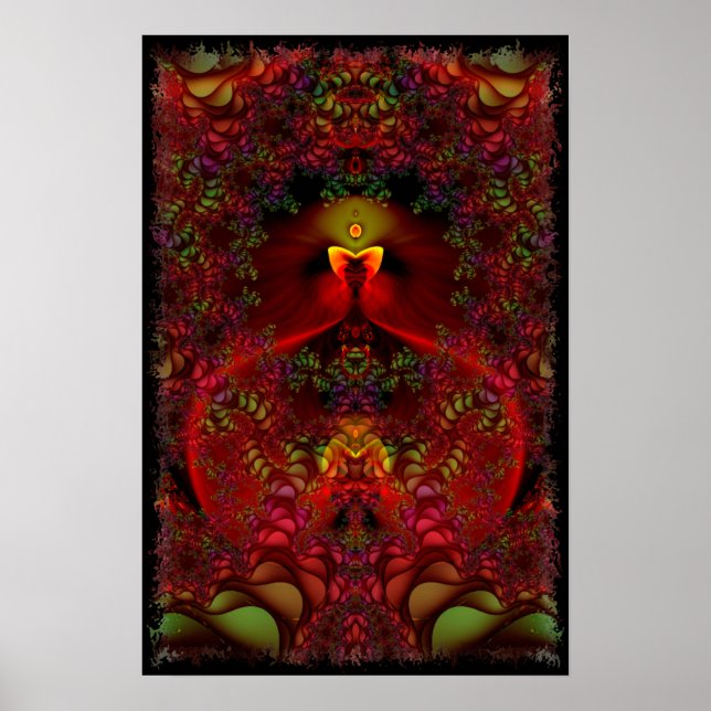 Wonderland Abstract Psychedelic Fractal Art Poster (Front)