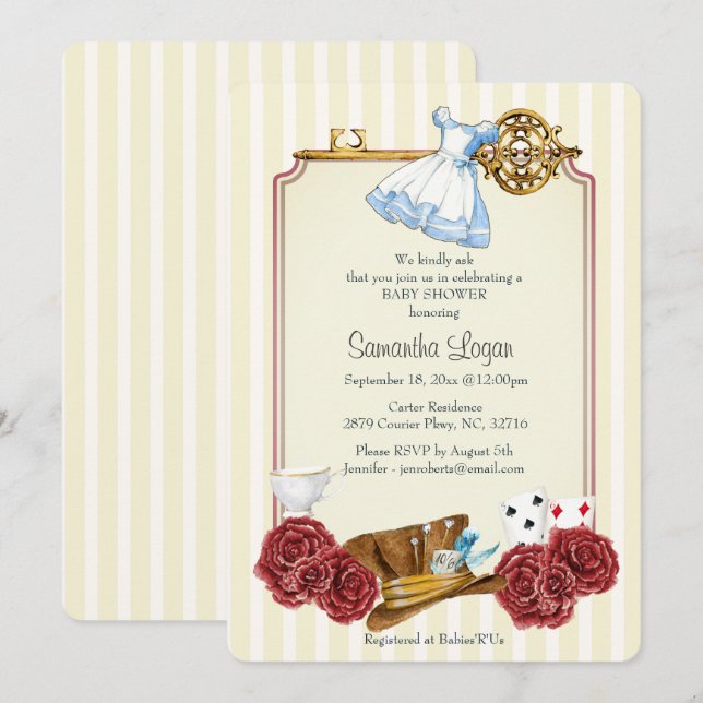 Wonderland Alice Classic Baby Shower Invitation (Front/Back)