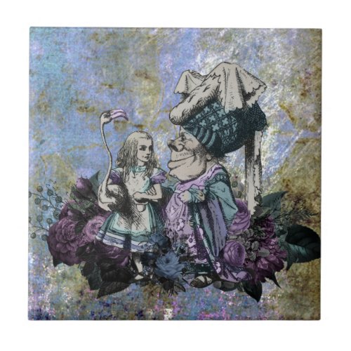 Wonderland Alice Flamingo and Duchess Ceramic Tile