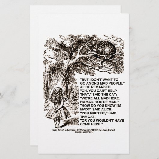 Wonderland Alice Go Among Mad People Quote (Front/Back)