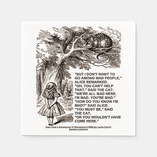 Wonderland Alice Go Among Mad People Quote Paper Napkins