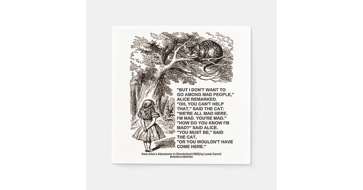 Wonderland Alice Go Among Mad People Quote Paper Napkins | Zazzle