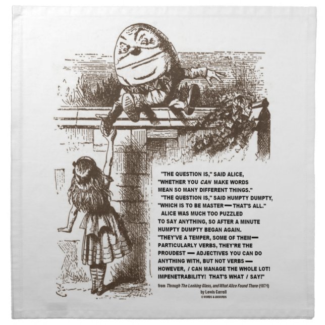 Wonderland Alice Humpty Dumpty Conversation Quote Napkin (Front)