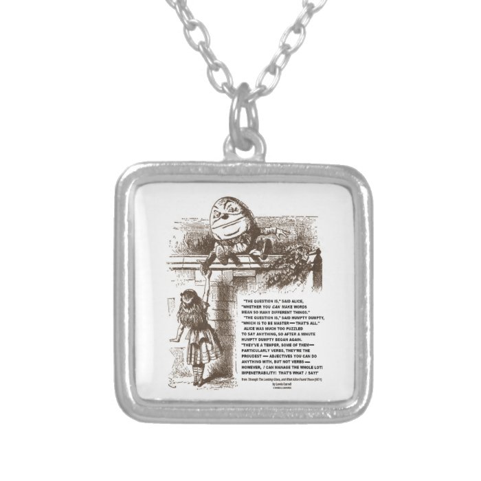 Wonderland Alice Humpty Dumpty Conversation Quote Pendants