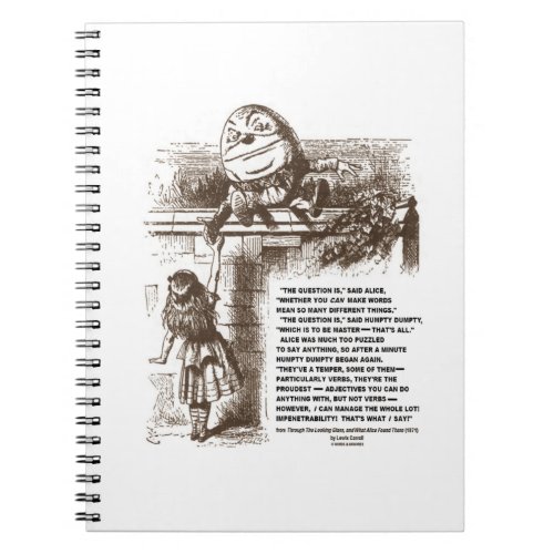 Wonderland Alice Humpty Dumpty Conversation Quote Notebook