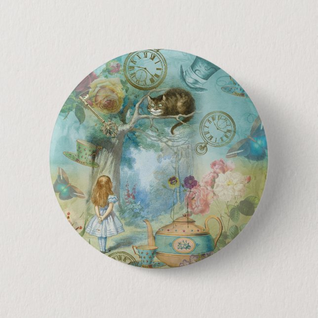 Wonderland - Alice In Wonderland Collage Button (Front)