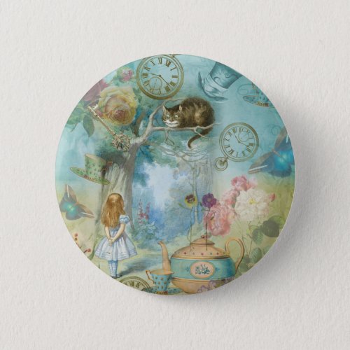 Wonderland _ Alice In Wonderland Collage Button