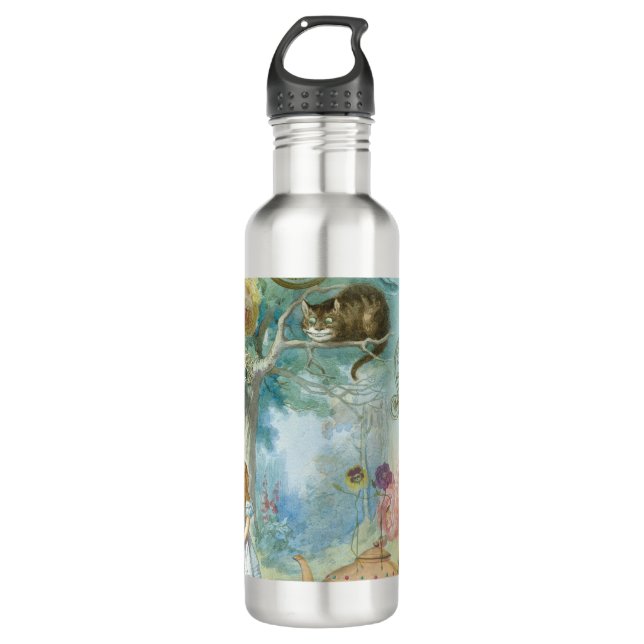 Wonderland - Alice In Wonderland Collage Stainless Steel Water Bottle (Front)