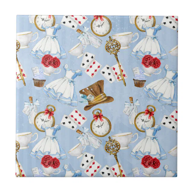 Wonderland Alice Pattern Ceramic Tile | Zazzle
