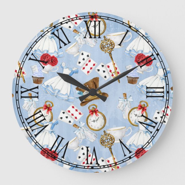 Wonderland Alice Pattern Large Clock (Front)