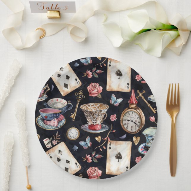 Wonderland Alice Pattern  Paper Plates (Wedding)