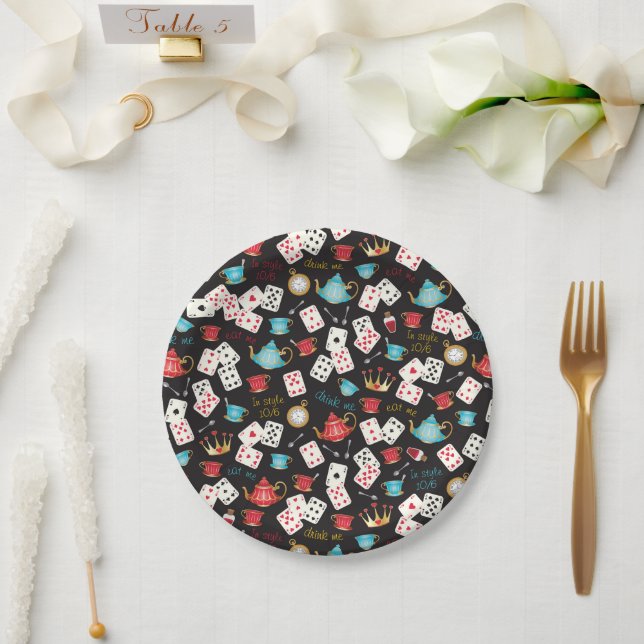 Wonderland Alice Pattern  Paper Plates (Wedding)