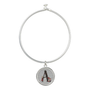 Wonderland Alice & Queen of Hearts Letter A  Bangle Bracelet