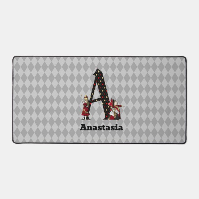 Wonderland Alice & Queen of Hearts Letter A   Desk Mat (Front)
