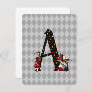 Wonderland Alice & Queen of Hearts Letter A Note Card