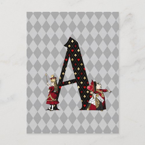 Wonderland Alice  Queen of Hearts Letter A  Postcard