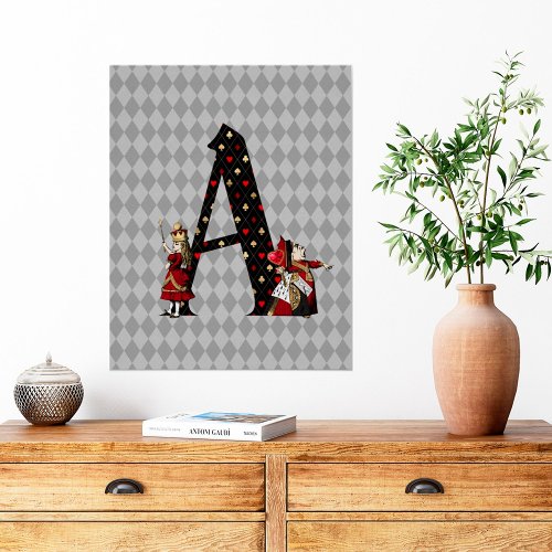 Wonderland Alice  Queen of Hearts Letter A  Poster