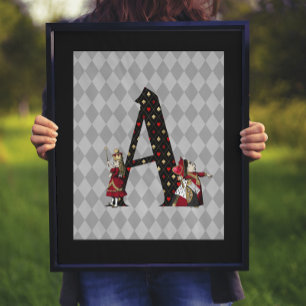 Wonderland Alice & Queen of Hearts Letter A Poster