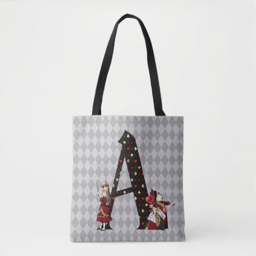 Wonderland Alice  Queen of Hearts Letter A  Tote Bag