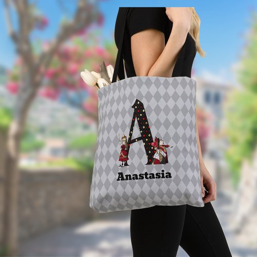 Wonderland Alice  Queen of Hearts Letter A   Tote Bag