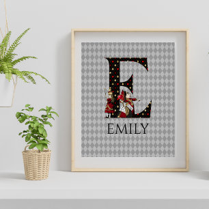 Wonderland Alice & Queen of Hearts Letter E Poster