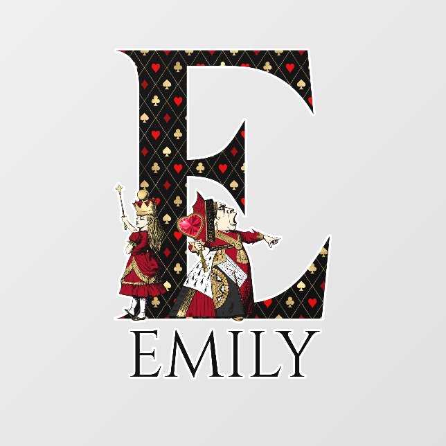 Wonderland Alice & Queen of Hearts Letter E   Wall Decal (Front)