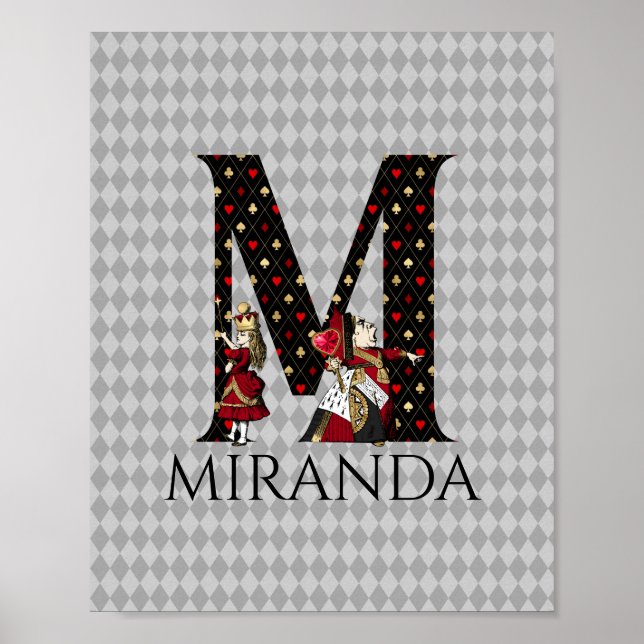 Wonderland Alice & Queen of Hearts Letter M   Poster (Front)
