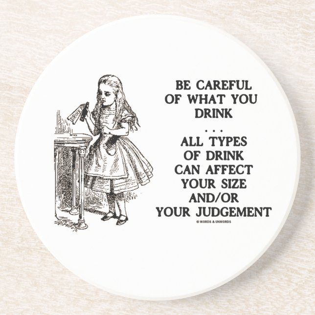 Wonderland Be Careful Of What You Drink (Alice) Sandstone Coaster (Front)