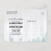 Wonderland Birds Deer Winter Wedding Save the Date Announcement Postcard (Back)