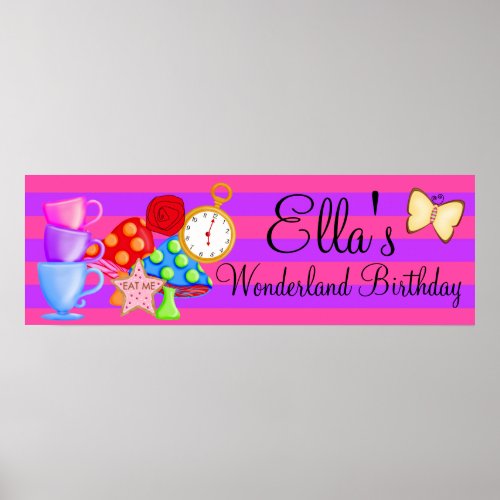 Wonderland Birthday Banner Poster