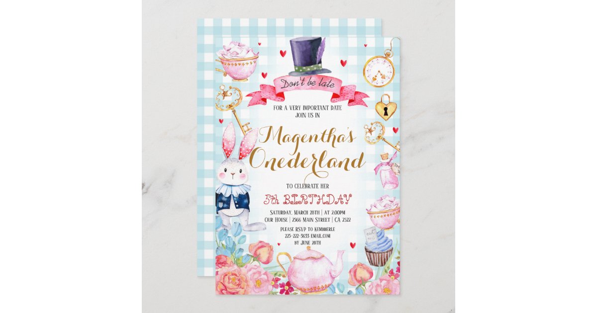 Alice in Onederland 1st Birthday Invitation Girls