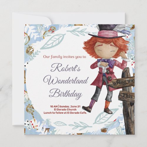 Wonderland Birthday Invitation Card