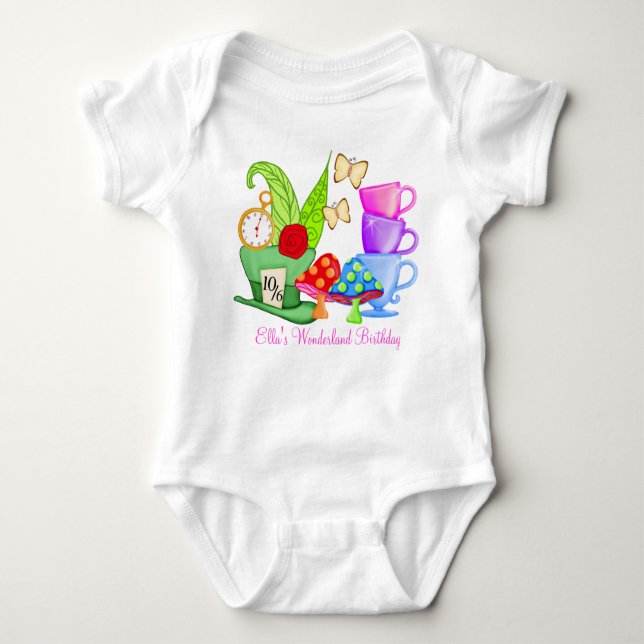 Wonderland Birthday Onsie Baby Bodysuit (Front)