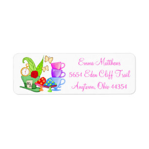Wonderland Birthday Return Address Labels