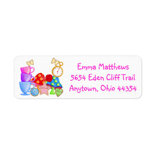 Wonderland Birthday Return Address Labels