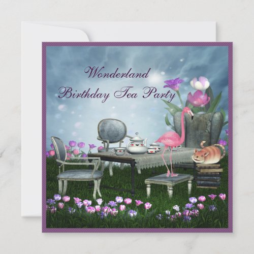 Wonderland Birthday Tea Party Invitation
