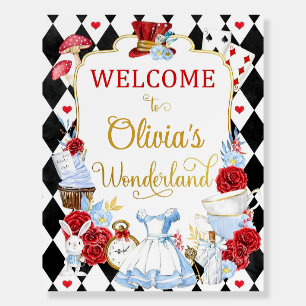 wonderland birthday welcome sign, welcome sign tem