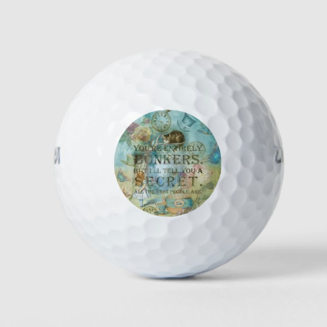 Wonderland - bonkers Quote -  Alice In Wonderland Golf Balls (Front)