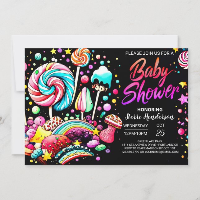 Wonderland Candy Baby Shower Invitation (Front)